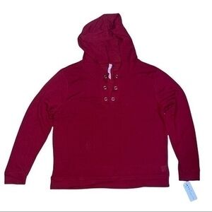 NY Collection Long Sleeve Hoodie - Cranberry - XL - NWT